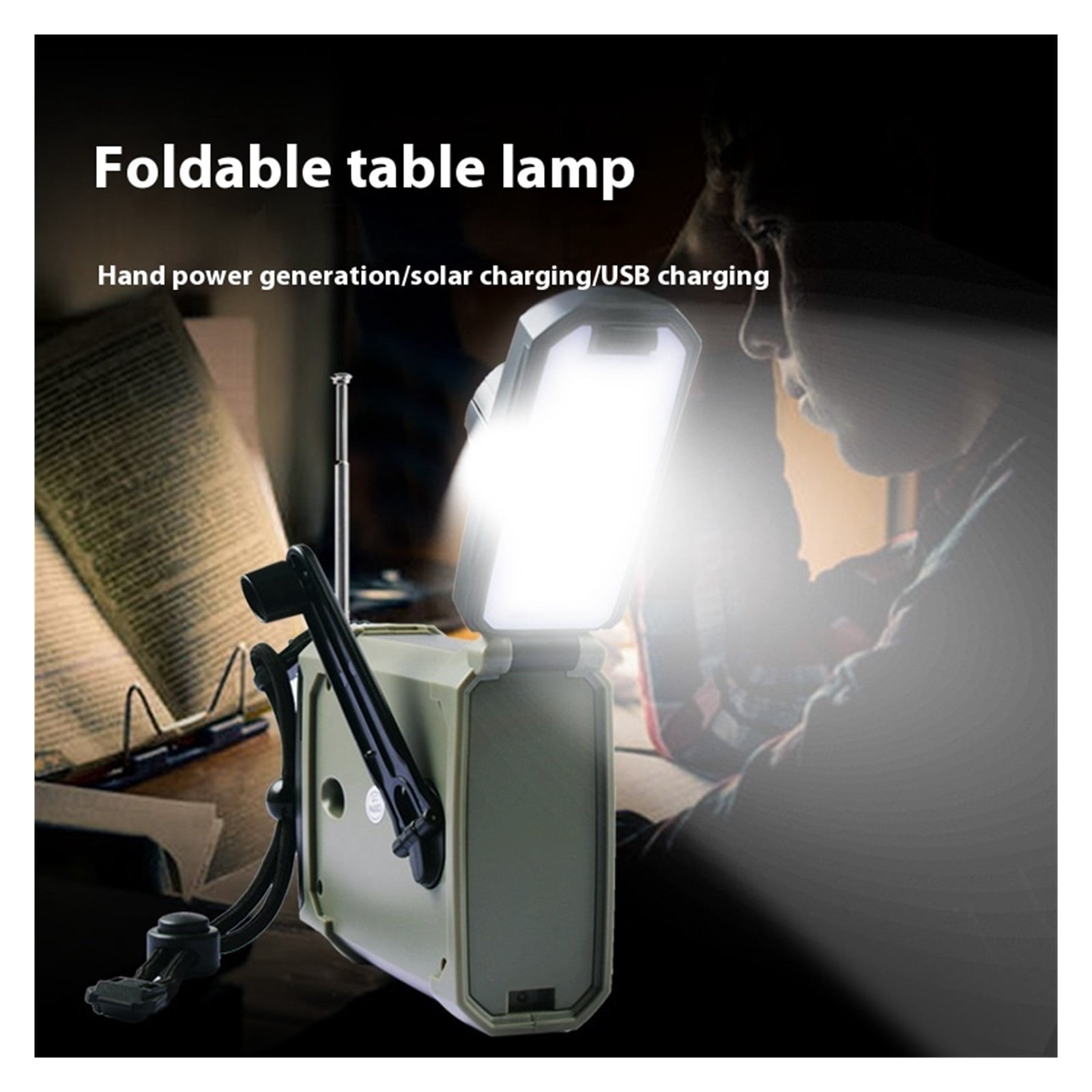 Outdoor Portable Multi-function Hand-cranked Radio For Emergency Solar Charging Lighting