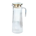 thumbnail image 2 of Striped Plastic Water Pitcher with Stainless Steel Lid – BPA-Free Cold Carafe for Iced Tea, Juice & Lemonade – Modern Clear Jug for Kitchen & Party,S, 2 of 6