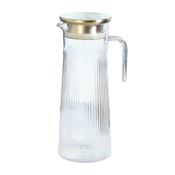 Plastic Pitcher with Lid, Unbreakable Small Water Jug, Clear Ice Tea Pitcher with Handle for Lemonade, Cold or Hot Beverages, Juice, Milk, Fridge