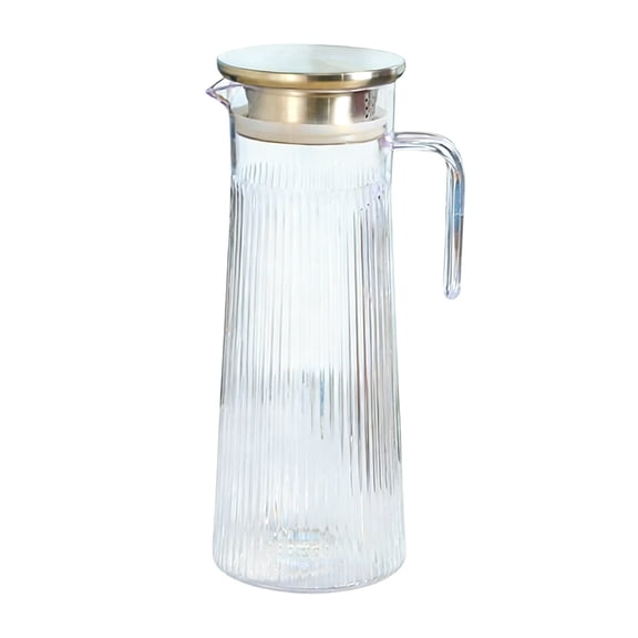 Striped Acrylic Cold Water Pitchers, with Stainless Steel Lid, 9.4 Inch Clear Beverage Jugs, Leak Proof Drink Dispensers for Spring Home Kitchen Dining Table