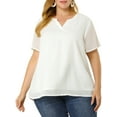 thumbnail image 5 of MODA NOVA Juniors Plus Size Blouses Pin Dots Round Neck Basic Top White 3X, 5 of 6