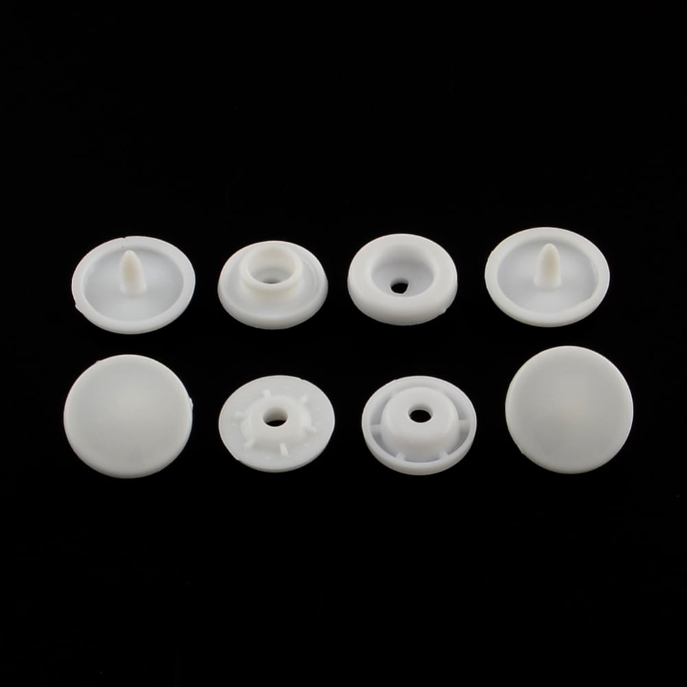1000sets Plastic Snap Fasteners Raincoat Snap Buttons Flat Round White 10mm Hole: 2mm