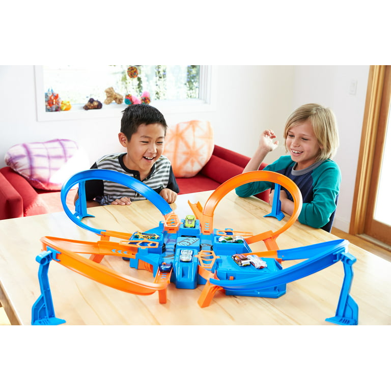 Ultimate Hot Wheels Crashing Action with the Criss Cross Crash Track Set!  [ Exclusive] & Set Of 10 1:64 Scale Toy Trucks And Cars For Kids And