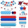 thumbnail image 2 of Finypa Kid-Friendly Airplane Birthday Party Decorations Kits with Banner, Paper Blue, 109 Pieces, 2 of 5