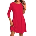 thumbnail image 2 of LISTHA Women's 3/4 Sleeve Dresses, Casual T-Shirt Dresses, Crew Neck Loose fit Swing Autumn Dresses, Tunic Dresses Red M, 2 of 6