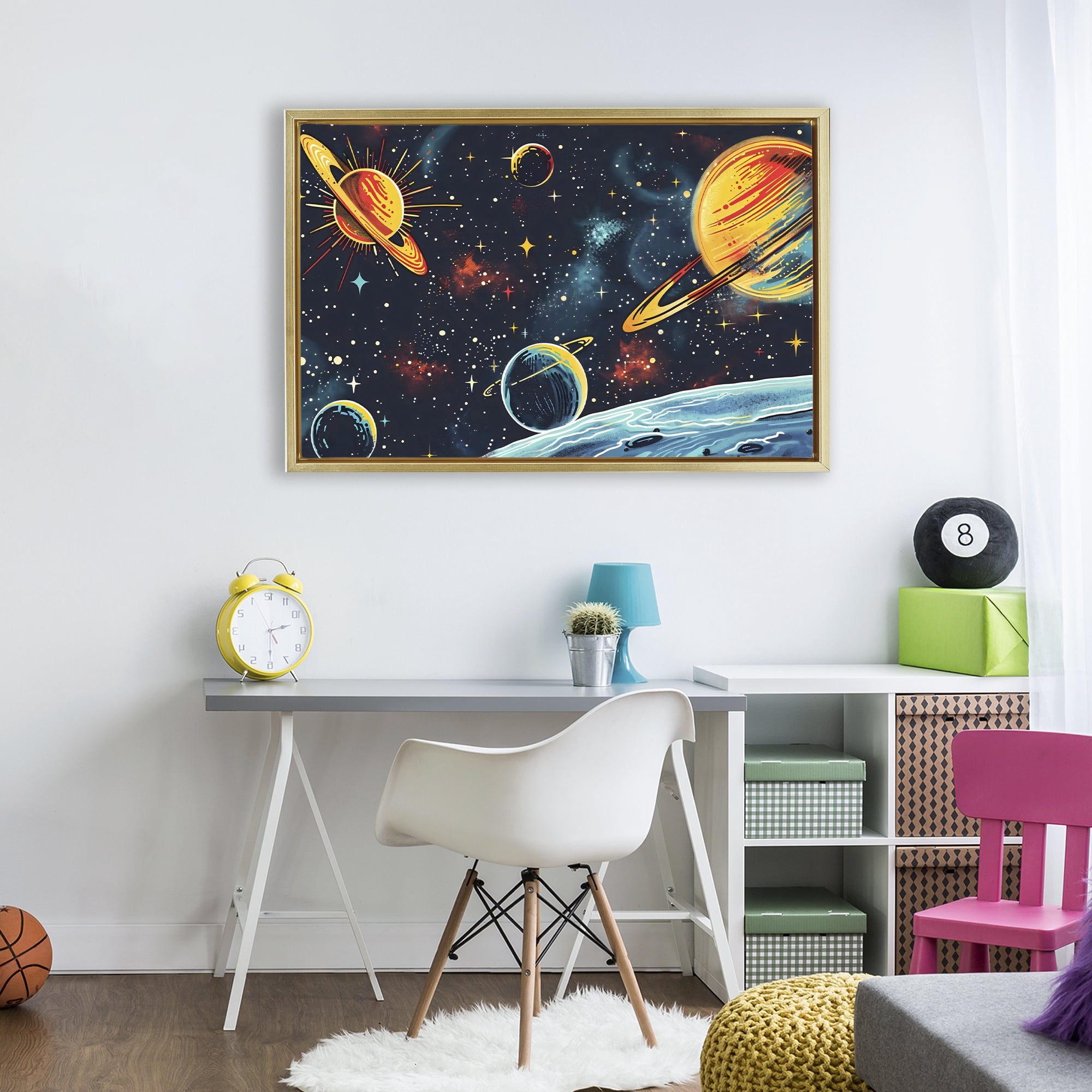 Stupell Industries Black Lit Galaxy Panorama Gold Framed Floater Canvas Wall Art, design by Creative Studio