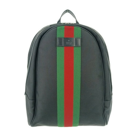 Pre-Owned GUCCI Gucci Backpack Sherry Line 630918 Black Canvas Leather Men's Women's Web Stripe