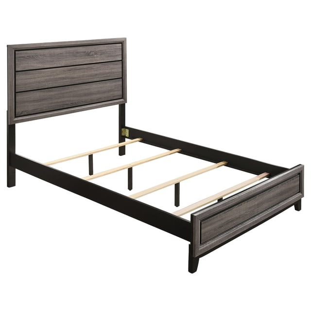 Pemberly Row Modern 63.5" x 84.5" Wood Queen Panel Bed in Gray Oak