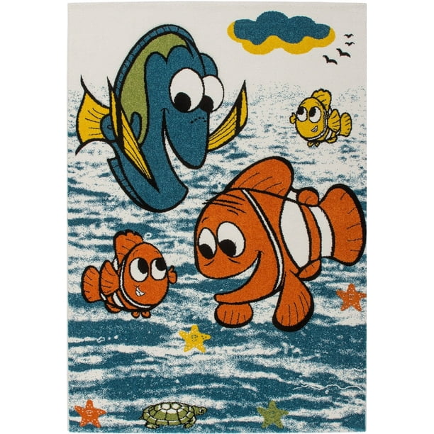 Adorable Tapis pour Enfants Moderne Amazone Poisson et Thème de la Mer en Multicolore, 5'2" x 7'3" (160cm x 220cm)