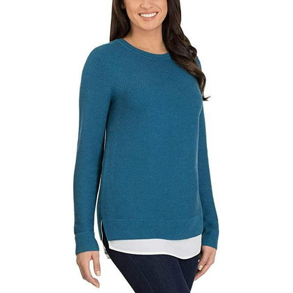 Ladies' Hilary Radley 2fer Sweater Women (S, Blue)