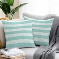 thumbnail image 2 of Teal Linen Stripes Outdoor Pillow Covers Set of 2 Vintage Country Waterproof Throw Pillow Case Decorative Square Cushion Cover for Patio Couch Garden Balcony, 20"x20", 2 of 9