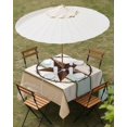 thumbnail image 3 of Outdoor Tablecloth with Umbrella Hole, Beige Sage Green Texas Star Retro Spillproof Waterproof Outdoor Table Cover, Vintage Stars Wooden Patio Tablecloths for Party/Garden/Picnic, Square 60"x60", 3 of 9