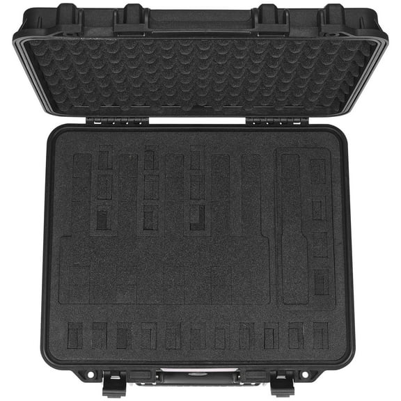 Lockable Hard Pistol Case with PU Foam - Waterproof & Dustproof Gun Storage, Fits 1 Handgun, 19.3×17.1×8.3 in, Black - Secure Firearm Protection