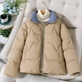 thumbnail image 4 of Lovskoo 2024 Womens Winter Coats Quilted Jacket Zipper Long Sleeve Cotton Padded Jacket Solid Color Jacket Khaki, 4 of 6