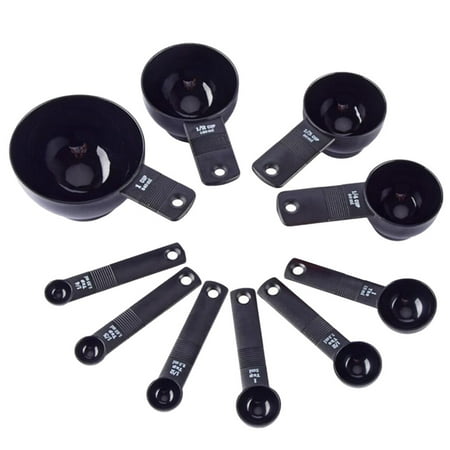 

1 Set 10pcs Stackable Measuring Spoons Portable Scale Measuring Utensils (Black)