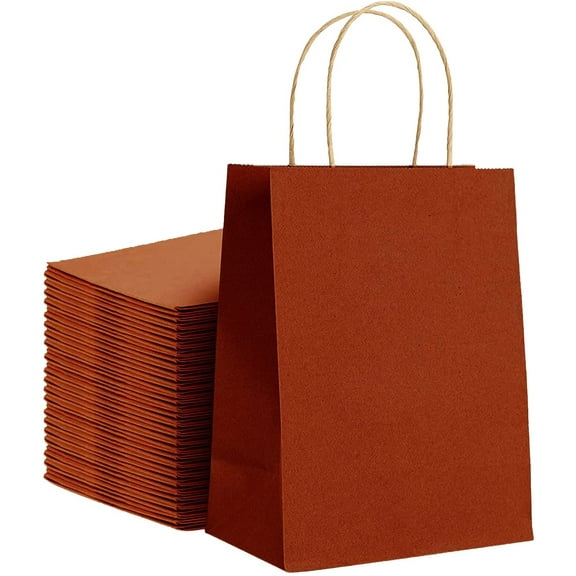 Elegant Supply Kraft Paper Bags with Twisted Handles-13x7x17 inches, Bulk Multiuse Solid Print Bags, Perfect for Any Occasion, 25 Pack