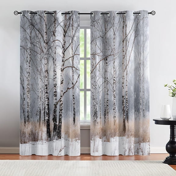 Winter Forest Blackout Curtains, Natural Landscape Window Curtains, Room Darkening Thermal Insulated Drapes for Bedroom Living Room Kitchen Decor 26"W x 45"L (2 Pack)