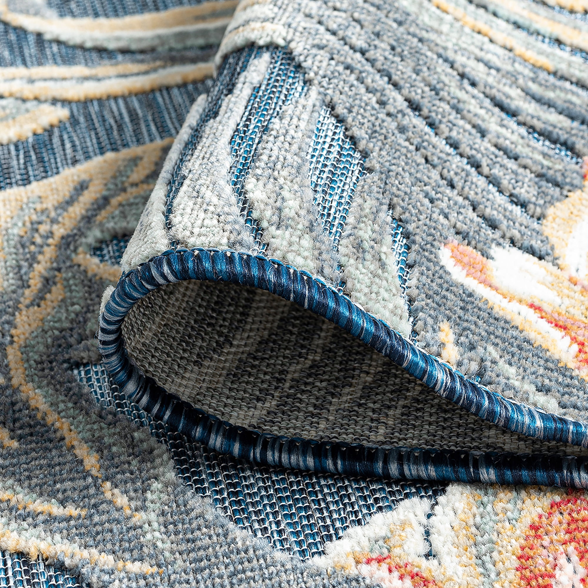 4x6 Water Resistant, Indoor Outdoor Rugs for Patios, Front Door Entry, Entryway, Deck, Porch, Balcony | Outside Area Rug for Patio | Blue, Floral | Size: 3'10'' x 5'3''