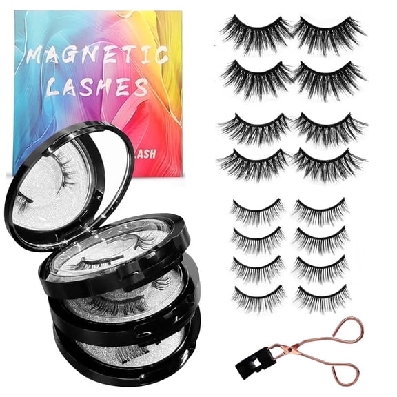 Magnetic Eyelashes, Natural Look False Eyelashes with Applicator, Reusable & Waterproof Magnetic Lashes Kit without Eyeliner, Glue-free & All-Day Comfort