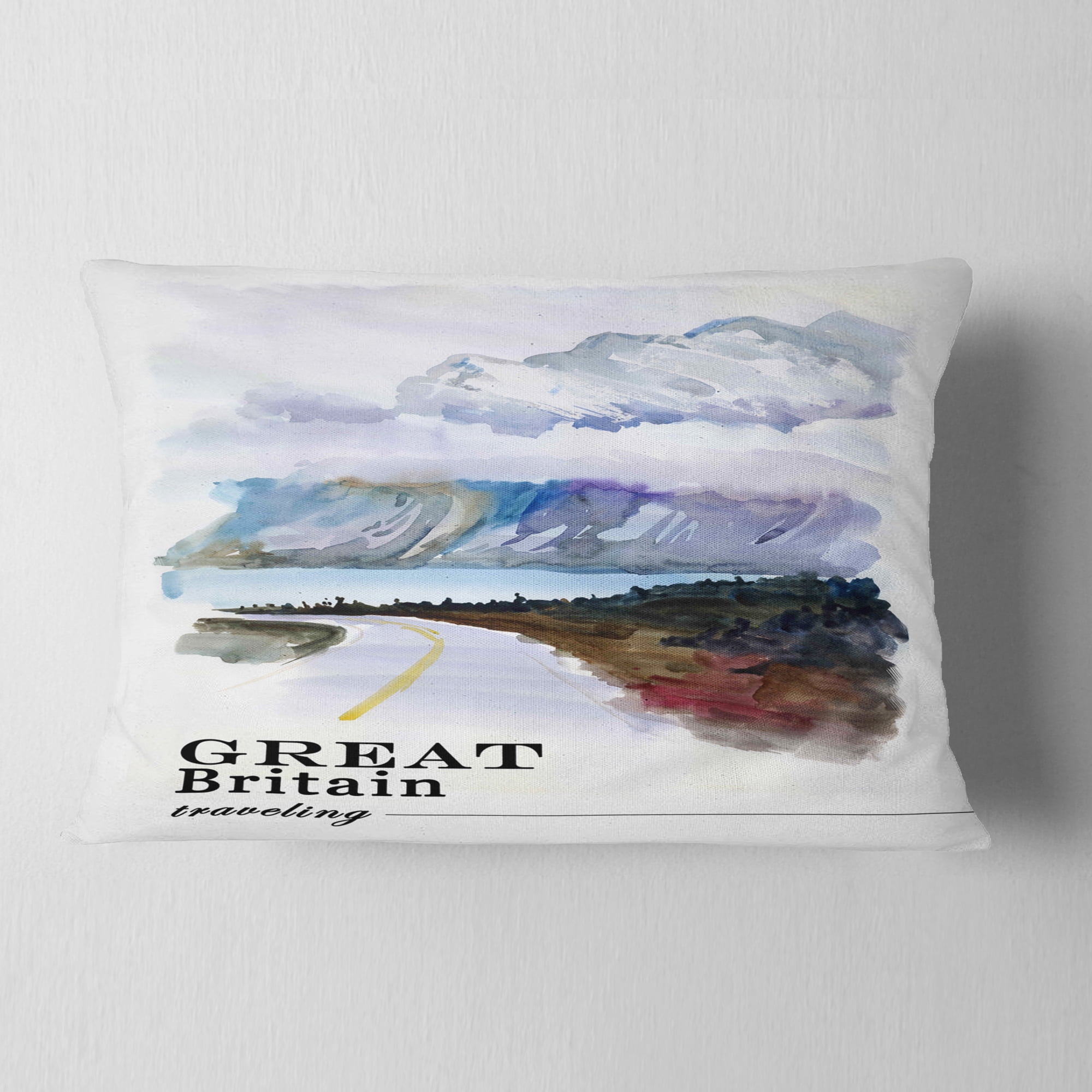 Designart England Cold Landscape - Cityscape Painting Throw Pillow - 12x20