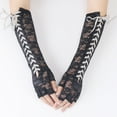 thumbnail image 6 of Riforla Fingerless Witch Long Elbow Arm Warmer with Lace Sleeves for Party Halloween Light Gray, 6 of 6