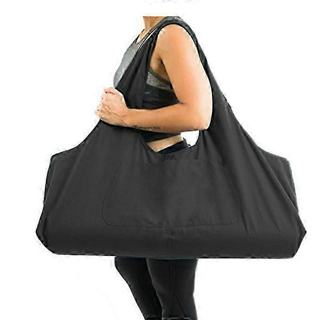 Large Yoga Mat Bag | Large Yoga Mat Carry With Side Pockets | Fits Most Mat Sizes Black