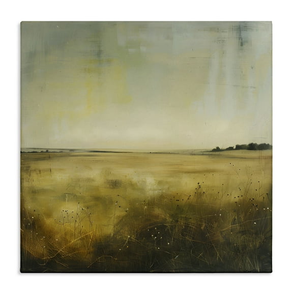 Stupell Industries Farmhouse Field Abstraction Landscape & Nature Painting Wrapped Canvas Art Print Wall Art, 17 x 17