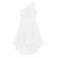 thumbnail image 3 of Zaldita Kids Flower Girl Dress One Shoulder Chiffon Wedding Bridesmaid Dress High Low Gowns Ivory 6, 3 of 5