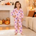 thumbnail image 2 of JAJAHO Girls Halloween Pajamas Cute Ghost Long Sleeve Button Down 2 Piece Pjs Loungewear Set For Kids 3-14Y, 2 of 5