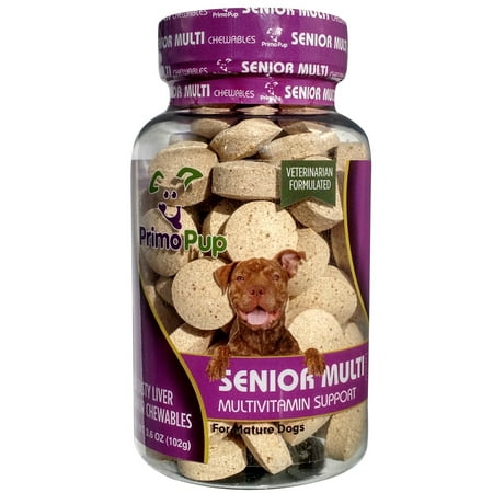 SENIOR DOG MULTIVITAMIN | Primo Pup Vet Health | Supports Physical and Mental Wellbeing | Vet Formulated | Easy to Digest | No Artificial Colors, Flavors, or Grains | Made in the USA | 60