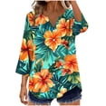 thumbnail image 2 of Horkkom Short Sleeve Tops for Women V Neck Floral Print Button Down Shirts Spring Summer Loose Casual Tops XXL, 2 of 6