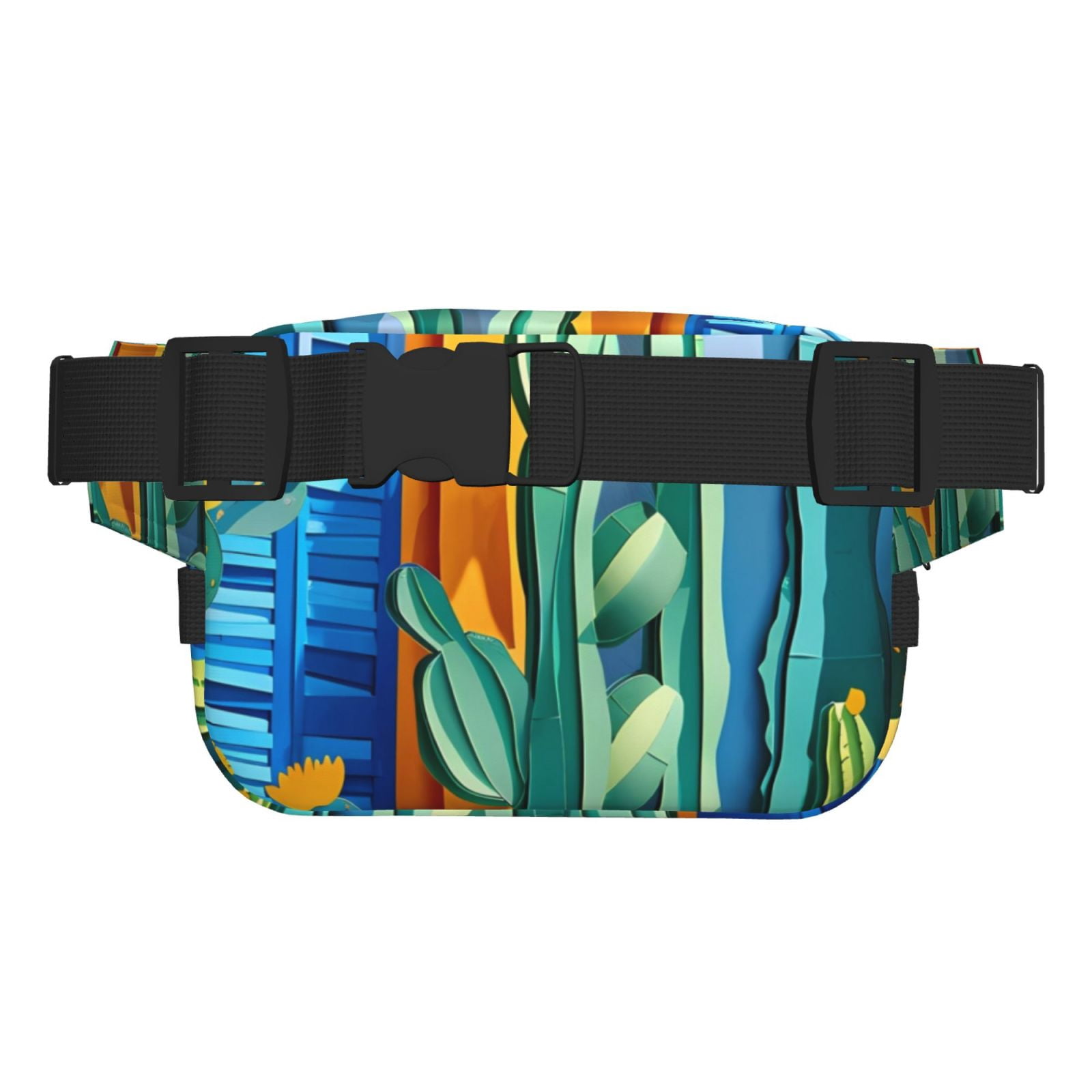 Picia Bright Paper Cactus Scene Print Square Double-Layer Waist Bag Mini Adjustable Waist Belt Bag Exercise Running Travel Hiking