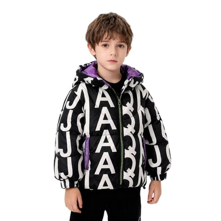 Nilvkv Boys Puffer Jacket Kids Windbreaker Jacket Hooded Zip Up Puffer Down Jacket Winter Warm Casual Outerwear White 11-12 Years White 11-12 Years