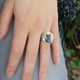 thumbnail image 2 of Yorkie Yorkshire Terrier Puppy Dog Blue Bow Tie Silver Plated Adjustable Novelty Ring, 2 of 4