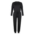 thumbnail image 2 of Women Casual Sportswear Set Solid Color Long Sleeve Pullover+Drawstring Pants Spring Tracksuit Set Streetwear, 2 of 7