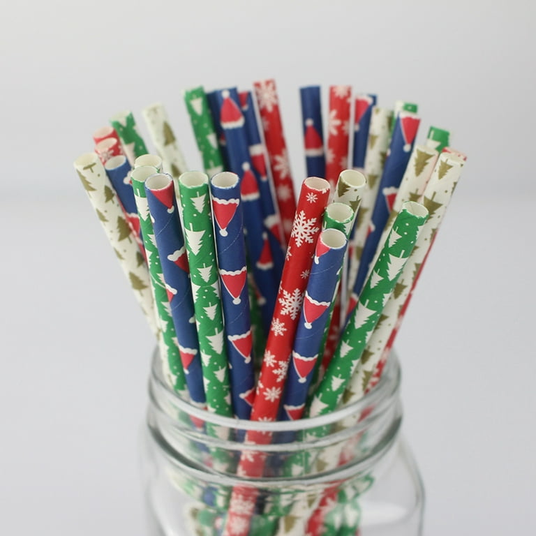 HOLIDAY STRAW PACK Christmas Plastic Straws Reusable Holiday