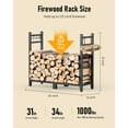 thumbnail image 5 of 34inch Firewood Rack Indoor with Log Carrier, Outdoor Wood Rack for Firewood,Fire Wood Storage with Kindling Hooks, Adjustable Pads, Heavy Duty Logs Holder for Fireplace Deck Outdoor, 5 of 7