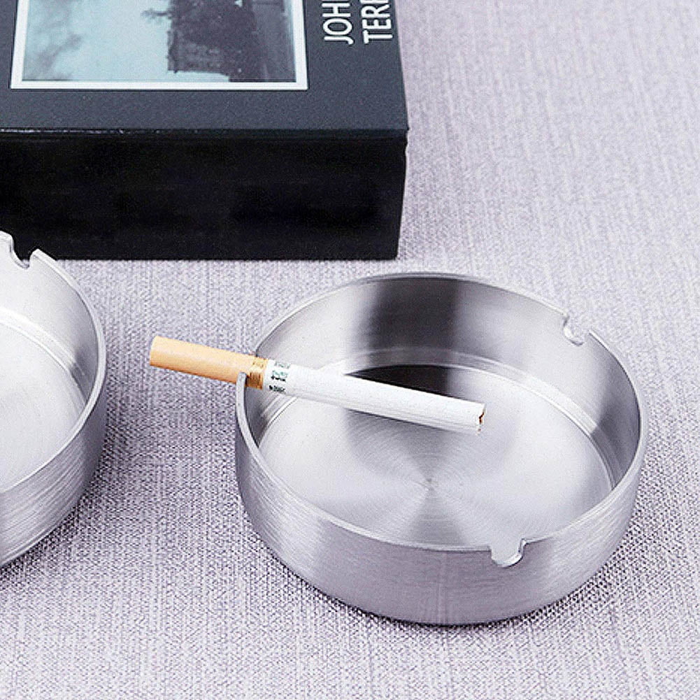 Lot De 4 Cendriers Acier Inoxydable 10 Cm - Design Coupe-vent, Pour Intérieur Et Extérieur, Moderne