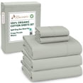 thumbnail image 4 of RUVANTI 100% Organic Cotton Sheets -Split King Sheet - 5 Piece Percale Weave Bedding, Crisp, Cooling & Breathable, Soft & Durable, 16" Deep Pocket, Hotel Quality Sábanas - Mineral Gray, 4 of 9