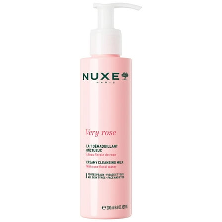 NUXE Very Rose Creamy TMA2 Cleansing Milk Make-up Remover for Sensitive Skin, with Rose Floral Water for Face & Eyes, 6.8 oz