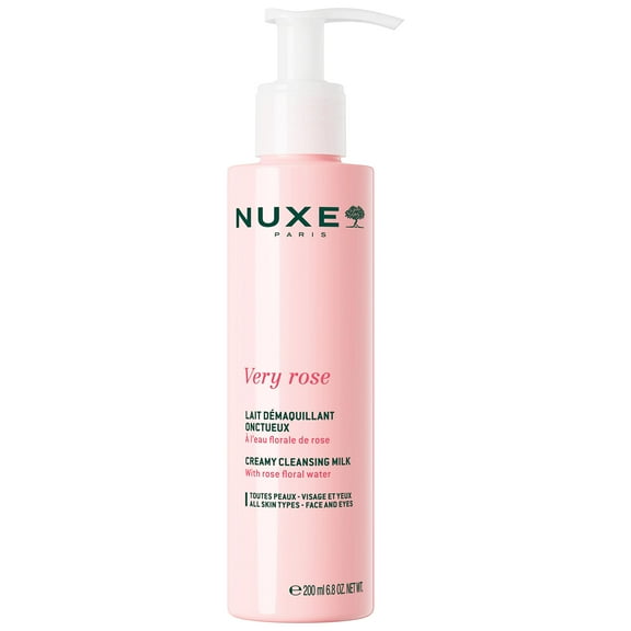 NUXE Very Rose Creamy TMA2 Cleansing Milk Make-up Remover for Sensitive Skin, with Rose Floral Water for Face & Eyes, 6.8 oz