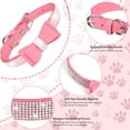 thumbnail image 3 of Dog collar, cat collar, glittering crystal diamond bow collar gold clasp high velvet leather, 3 of 5
