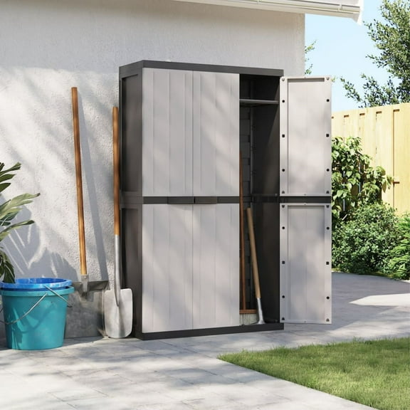 Casafoyer Outdoor Storage Cabinet Gray and Black 38.2"x14.6"x65" PP