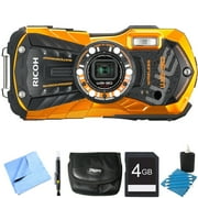 Ricoh WG-30W Digital Camera with 2.7-Inch LCD Flame Orange Bundle with 16 GB Memory Card, Point and Shoot Field Bag Camera Case, 3 Pieces Cleaning Kit and Cleaning Cloth