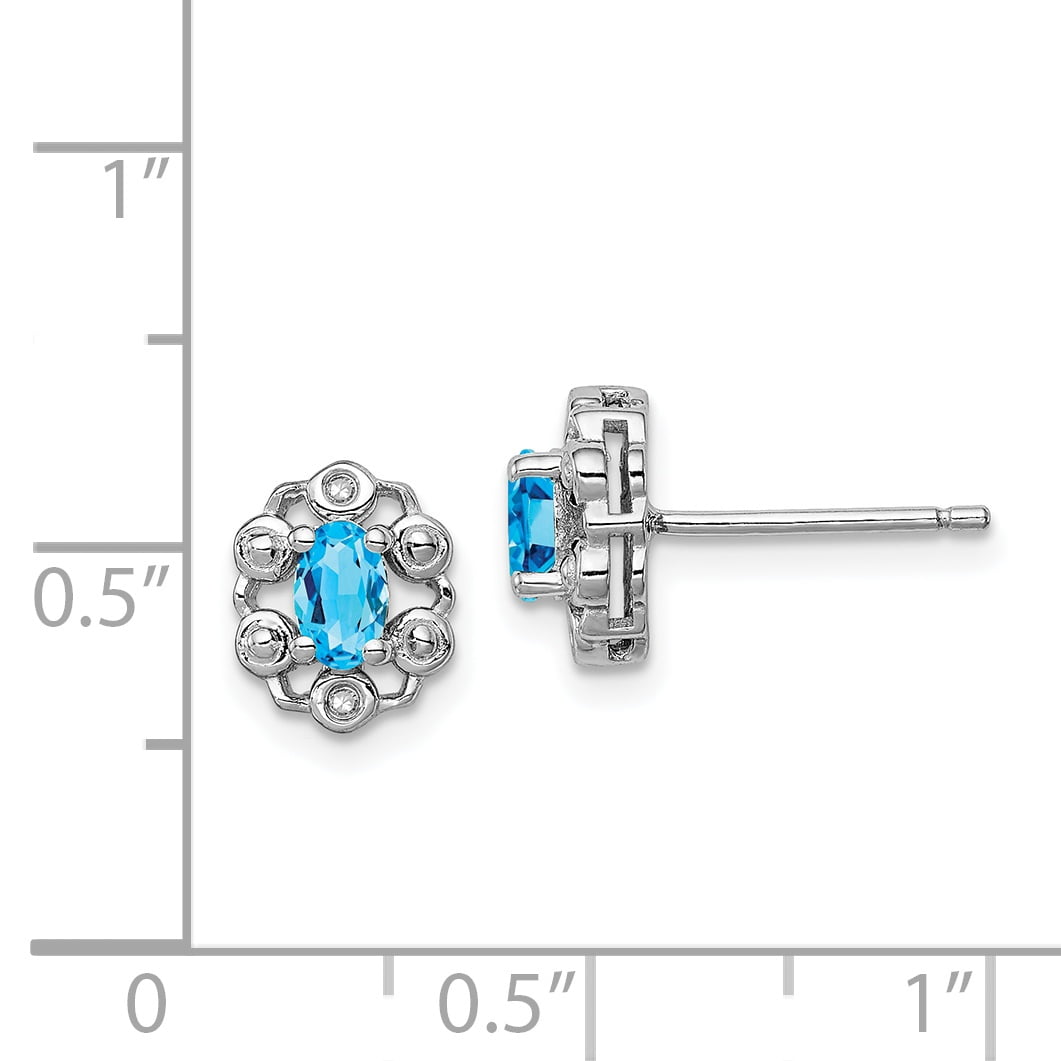 Blue topaz sterling silver drop earrings December birthstone gift 925 stone