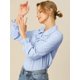 thumbnail image 4 of Blusa Camisa Tops Allegra K Detalle De Volantes Manga Larga Puño Elástico Azul Claro S, 4 of 6