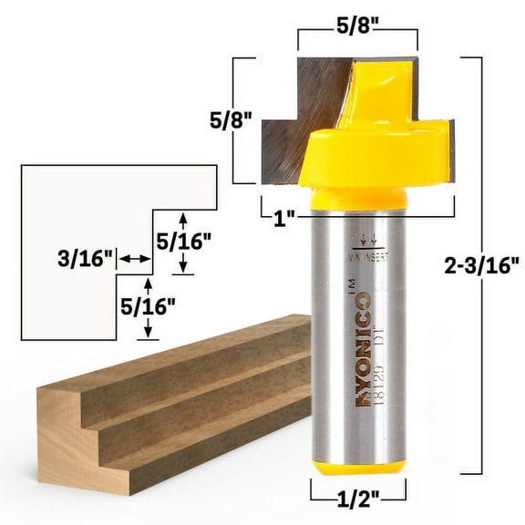 Stepped Rabbet Router Bit for 3/16" Glass - 1/2" Shank - Yonico 18129