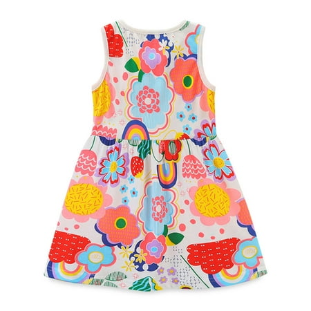 

OVTICZA Baby Toddler Dresses Sleeveless Summer Sundress Floral Dress for Girls Multicolor 140
