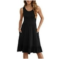 thumbnail image 1 of AherBiu Robes d'Été pour Femmes 2024 Décontractées Sans Manches Ligne A Midi Col Rond Fluide Longueur Genou, 1 of 5