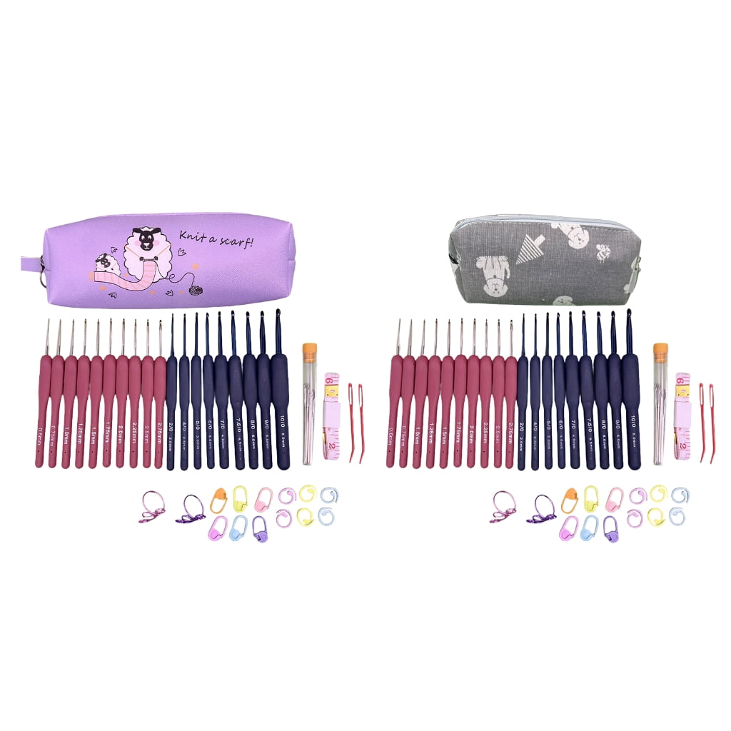 19 Size Crochet Hooks Set 0.6-6.0mm Ergonomical Crochet Hooks with Case Crochet Needle for Experienced Crochet Lovers